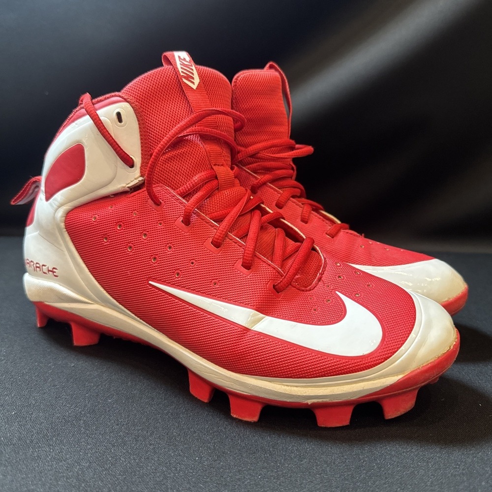 Nike Alpha Huarache Elite Mid Baseball Cleats Red White Men's 10.5 923433-611